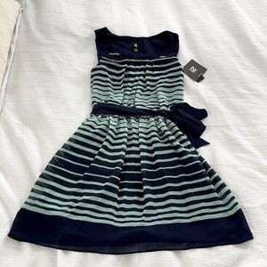 IZ Byer Sheer Navy and Green Dress